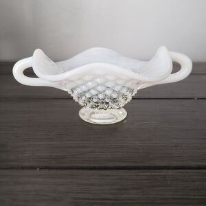 Hobnail Vaseline Glass trinket dish